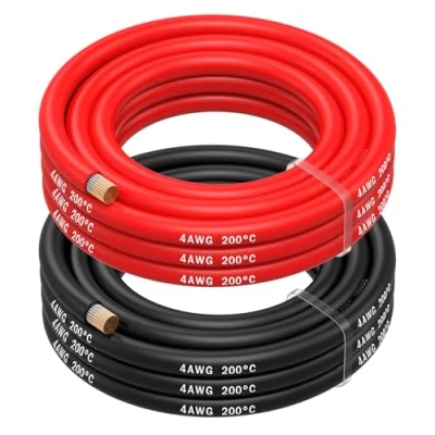 Imagen de MMOBIEL 4 AWG Cable Eléctrico de Silicona Gauge (21,2mm²) Cobre Estañado 2 Cables Separados Rojo y Negro Cada Uno 2,5 m para Refrigeras, Climatizador, Batería Coche, Soldadura