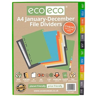 Imagen de eco A4 50% reciclado enero diciembre archivadores