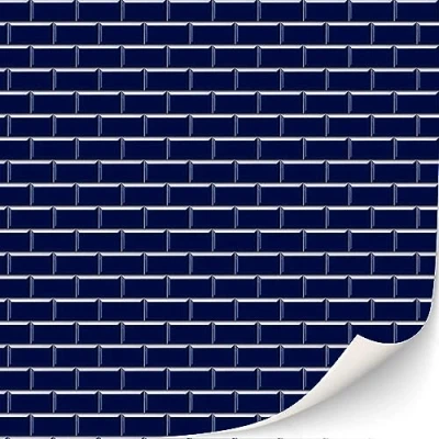 Imagen de TexturKontor 3 hojas autoadhesivas azulejos de pared baño cocina metro para casas muñecas escala 1:12 (azulejos esmaltados azul oscuro)