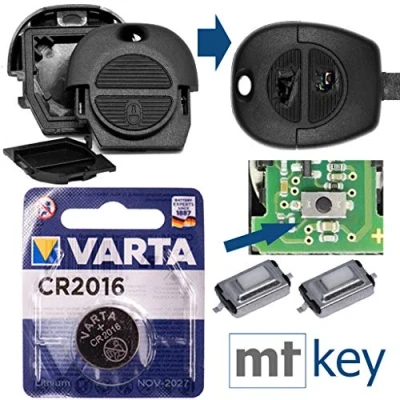 Imagen de Juego de reparación llaves coche con 2 botones + botón batería compatible Nissan Almera Micra II Primera X Trail