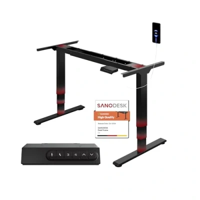 Imagen de SANODESK Escritorio Elevable Mesa de Pie Regulable en Altura con 2 Motores Función Anticolisión Bloqueo 4 Botones Memoria(Altura 60 125CM/Telescópico 110 168CM/Carga 100KG) Blanco