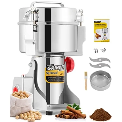 Imagen de CGOLDENWALL 3000W Molino de Cereales Open Cover Stop Capacidad 2000g, Protección Sobrecarga &amp; Temporizador 36000RPM Motor Comercial, para Especia/Hierba/Café/Nuez/Polvo (2000g Oscilante)