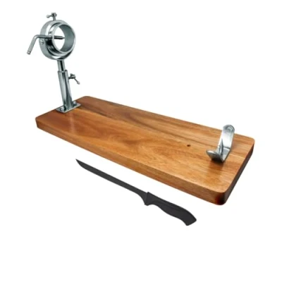 Imagen de NERTHUS Jamonero Cabezal Giratorio telescópico con Cuchillo, Madera, Original