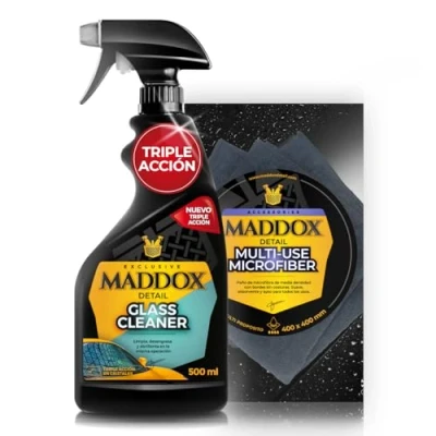 Imagen de Maddox Detail Pack Esencial de Limpieza para Cristales Vehículos Glass Cleaner y Multi Uso Microfiber Elección Ideal Amantes del Detailing.