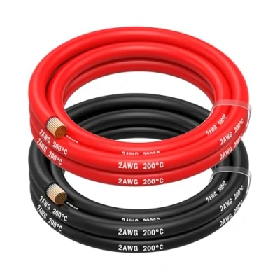 Imagen de MMOBIEL 2 AWG Cable Eléctrico de Silicona Gauge (33,6mm²) Cobre Estañado Cables Separados Rojo y Negro Cada Uno 1,5 m para Refrigeras, Climatizador, Batería Coche, Soldadura