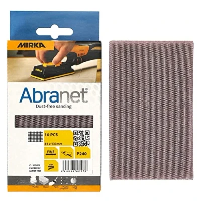 Imagen de Mirka Abranet tiras de lijado malla 81x133 mm Velcro / grano P240 10 uds para lijar madera, masilla, barniz, plástico AE178F1025