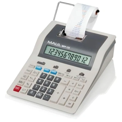 Imagen de MAUL Calculadora de Escritorio Printing MPP 123, Impresión con Importantes Funciones comerciales y Pantalla 12 dígitos, en 2 Colores, 2,4 líneas/seg, Funcionamiento a