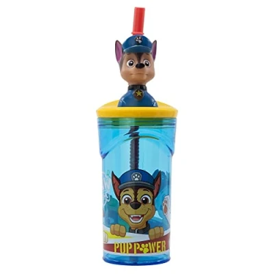 Imagen de Stor Vaso Infantil Reutilizable con Pajita y Tapa figurita 3D Capacidad de 360 ml La Patrulla Canina