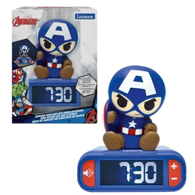 Imagen de Lexibook, Marvel Avengers, Reloj Despertador con Luz Nocturna de los Vengadores, Sonidos y Melodías, Pantalla LCD Retroiluminada, Luminoso, Snooze, RL800AV1