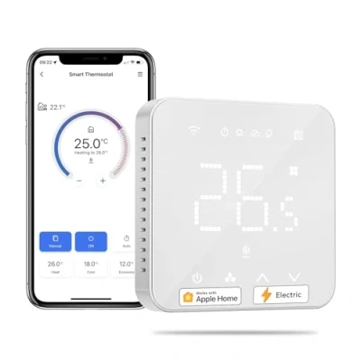 Imagen de Meross Termostato inteligente de 16 A para calefacción eléctrica por suelo radiante compatible con HomeKit, Siri,Alexa y Google Home, WiFi, pantalla táctil LED ycontrol voz