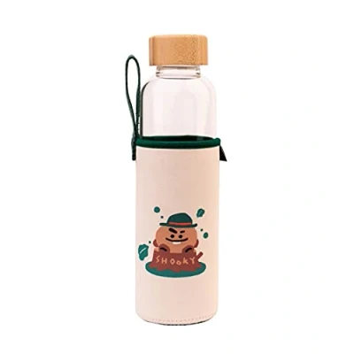 Imagen de Grupo Erik Botella agua BT21 Shooky cristal resistente con funda protectora termica 500ml niños sin BPA/Botella de reutilizable niña