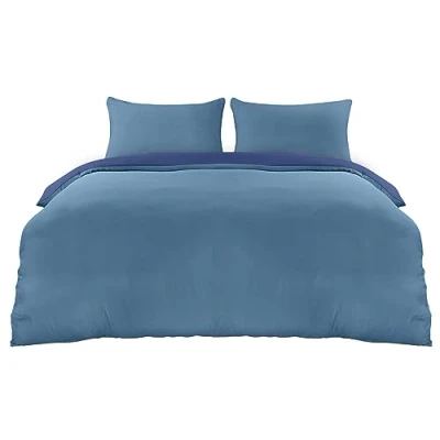 Imagen de Utopia Bedding Funda Nordica Cama 150 Microfibra Juego de Edredon 230x220 cm y 2 Fundas Almohada 50x75 (Azul Marino/Azul Claro)