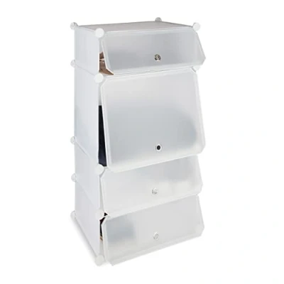 Imagen de Relaxdays Zapatero Estrecho Modular con 4 Compartimentos, Blanco, 91 x 49 36.5 cm