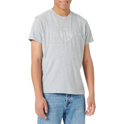 Imagen de GANT Tonal Shield Camiseta estampada, Hombre, Talla: Large, Grey melange
