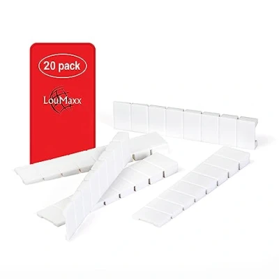 Imagen de LouMaxx Juego de 20 cuñas para muebles, 8 x 100 mm, en color blanco, plástico con puntos rotura integrados