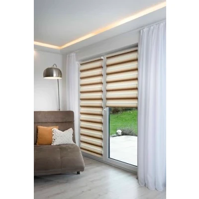 Imagen de K Home® Klemmfix Madrid Estor Doble sin Agujeros, gradiente de Color, Color Beige, 70 x 150 cm