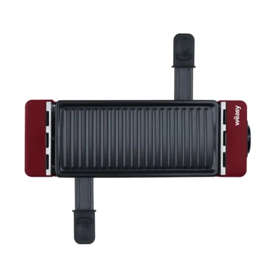 Imagen de Wëasy TAK12 Personas, 2 en 1 Grill, 400 W, Recubrimiento Raclette y Sartenes Antiadherente, Placa Extraíble, Rojo, 5.3 tons, Madera