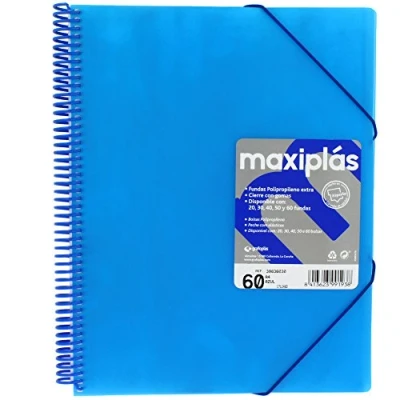 Imagen de Grafoplas CARPETA 60 FUNDAS MAXIPLAS TRANS AZUL