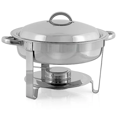 Imagen de Mahlzeit Calentador de Buffet Acero Inoxidable Redondo 4,5 litros Chafing Dish Alimentos, Recipiente para Calentar, Baño Maria Dishes