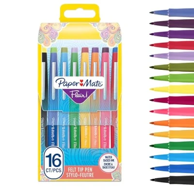 Imagen de Papermate Flair rotulador punta mediana (0,7 mm) colores surtidos estuche de 16