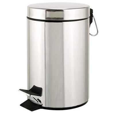 Imagen de axentia 117033 Cubo de Basura con Pedal (3 L, 17 x 25 cm), Color Plateado