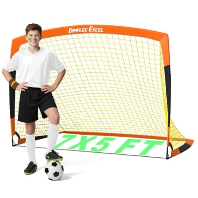 Imagen de Dimples Excel Portería De Fútbol Red para Jardín Al Aire Libre Entrenamiento Amantes del (7&#039;x5&#039; Naranja Negro)