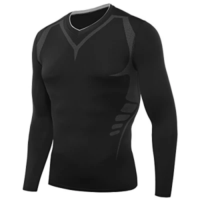 Imagen de AMZSPORT Deportes de los hombres seco UX Compresión Hermoso Top Baselayer manga larga running gimnasio ciclismo camisa entrenamiento para toda la temporada L