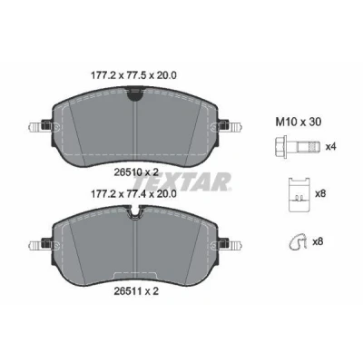 Imagen de TEXTAR 2651001 Juego de pastillas freno preparado para indicador desgaste con tornillos pinza accesorios LAND ROVER: Discovery Sport
