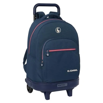 Imagen de Safta EL GANSO CLASSIC Mochila Grande con Ruedas, Compact Evolución, Extraíble, Ideal para Niños de Diferentes Edades, Cómoda y Versátil, Calidad Resistencia, 33x22x45 cm, Color Azul Marino