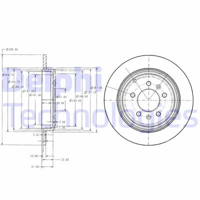 Imagen de DELPHI BG2573 Disco de freno 290 10 5 macizo aceitado sin procesar cojinete rueda, anillo sensor ABS