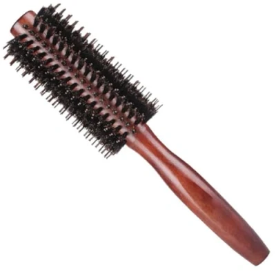 Imagen de Cepillo Redondo de Madera Maciza, Alisador para el Cabello con Cerdas Nailon puro, Sola Peinar, Secar, Rizar, Agregar Volumen y Brillo(Large)