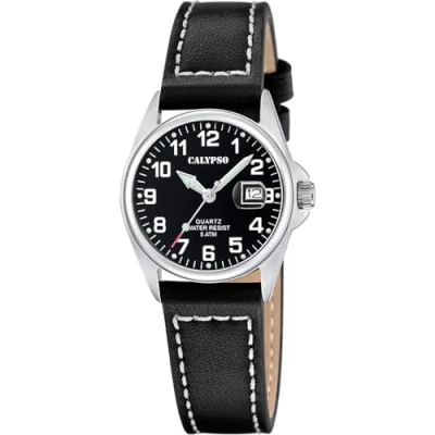 Imagen de CALYPSO Reloj Mujer K5871/4 Basic Caja de Acero Inoxidable 316l Plateado Correa Piel Negro