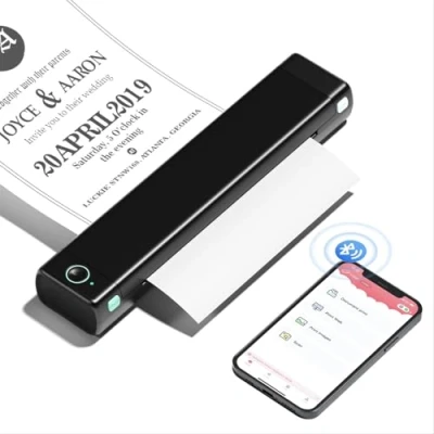 Imagen de Phomemo M08F Impresora portátil A4 para térmica de viaje Bluetooth uso doméstico en la oficina, compatible con portátiles y smartphones, color negro