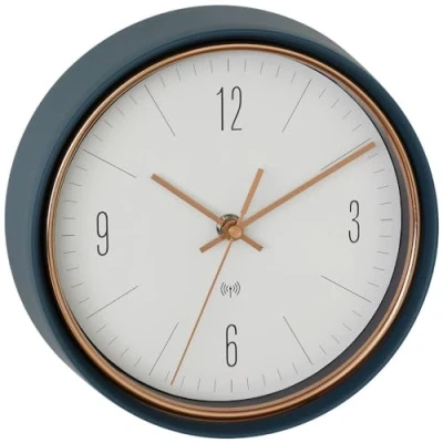 Imagen de TFA Dostmann Reloj de Pared analógico, 60.3547.20, con Marco Metal manecillas Cobre, diseño Verde petróleo, 223 x 70 mm
