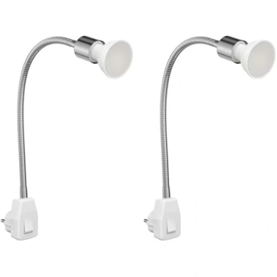 Imagen de ledscom.de 2 uds. portalámparas LESCH lámpara de lectura cuello cisne, interruptor, cromo incl. GU10 LED 6,74W 630lm 100 blanco