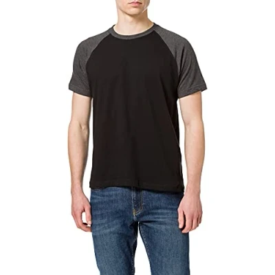 Imagen de Build Your Brand Raglan Contrast tee Camiseta, Negro/carbón, 3XL para Hombre