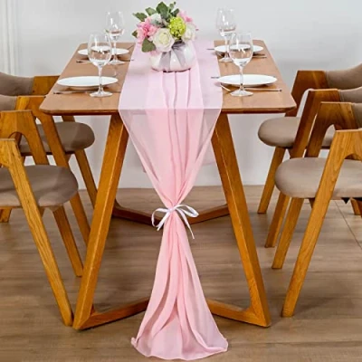 Imagen de YUNSHANGHE Camino de Mesa Gasa Moderno, 70 x 300 cm, Lavable, para Boda, Cinta Decorativa Mesa, Tela, Bodas, cumpleaños, comunión (Rosa)