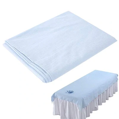 Imagen de Sábanas para masaje en salón de belleza, funda cama algodón suave, protector con agujero la cara