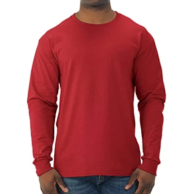 Imagen de Jerzees Camiseta Negra de Manga Larga para Hombre, Rojo (True Red), M