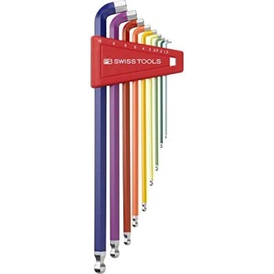 Imagen de PB Swiss Tools 2212LH 10 RB Ballend hex wrench set long stubby tip rainbow by