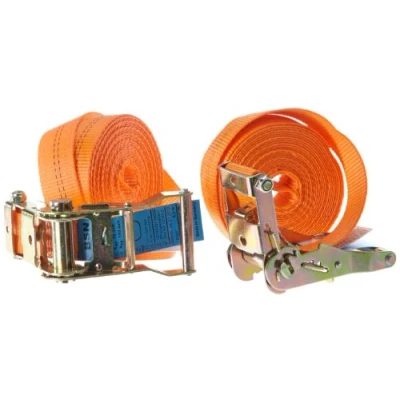 Imagen de Braun Correa tensora 2000 daN, de una pieza, para profesionales y transporte privado, dos piezas, según DIN EN 12195 2, color naranja, 6 m longitud, ancho banda 35 mm, con trinquete, juego