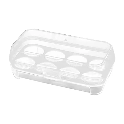 Imagen de LEEINTO Caja para Huevos, Soporte Huevos Cubierto, contenedor de Almacenamiento bandejas plástico Nevera, Bandeja con Tapa
