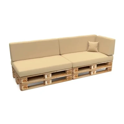 Imagen de POKAR Juego de Cojines 6 Piezas para Europalés Impermeable: 2X 120x80 +2X 120x40 + 1x 60x40 40x40, Sofá Paletas, sin Palés, Beige