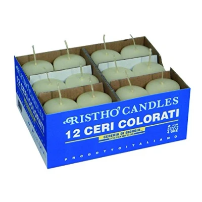 Imagen de Cereria de Giorgio risthò Velas, Cera, Crema, 4 x 7 cm, 12 Unidades