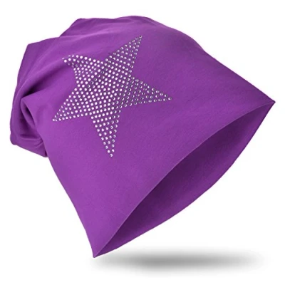 Imagen de Miobo Gorro Slouch Infantil, Algodón, Orquídea Estrella de Strass 43