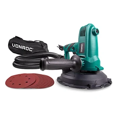 Imagen de VONROC Lijadora excéntrica 750W Ideal para techos y paredes Diámetro de disco 180 mm Tecnología Constant Speed Soft Start Con tubo bolsa recogepolvo