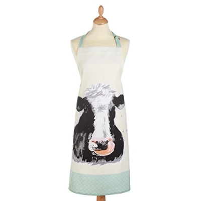 Imagen de Kitchencraft animales de granja &#039;ajustable 100% impresa delantal, algodón, crema/verde, 68 x 1 89 cm