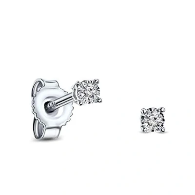 Imagen de Miore pendientes 4 garras con presion oro blanco 9 kt 375 diamantes talla brillante 0,05 ct