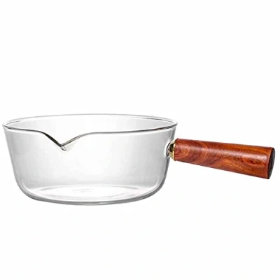 Imagen de TAMUME Olla de Vidrio con Mango Madera, Cacerola para Salsa o Lechera (600ml)