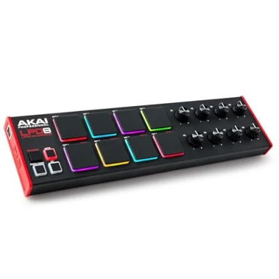 Imagen de AKAI Professional LPD8 Controlador MIDI USB con 8 drum pads MPC sensibles para Mac y PC, perillas asignables software de producción musical